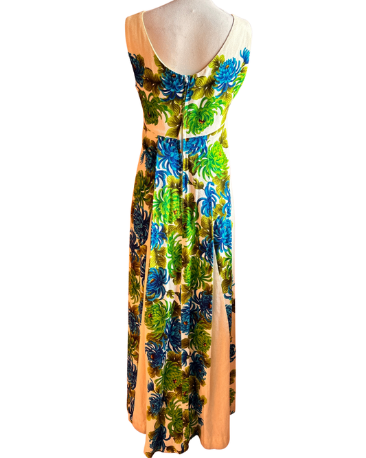 Vintage 1970s Ui-Maikai Hawaiian Floral Cotton Maxi Dress