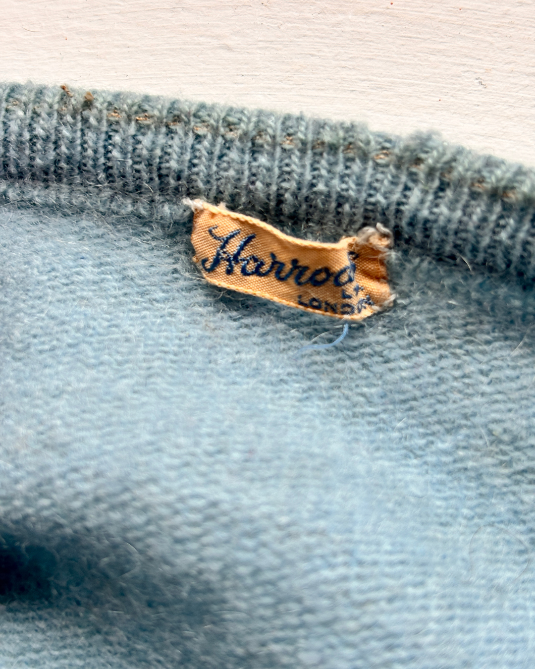 Vintage 1960s Harrods Lyle & Scott Cashmere Short Sleeve Jumper – Pale Blue