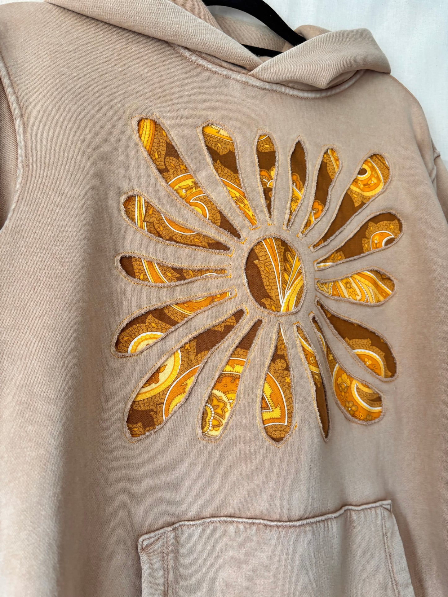 One-of-a-Kind Paisley Daisy Upcycled Hoodie | Size XS