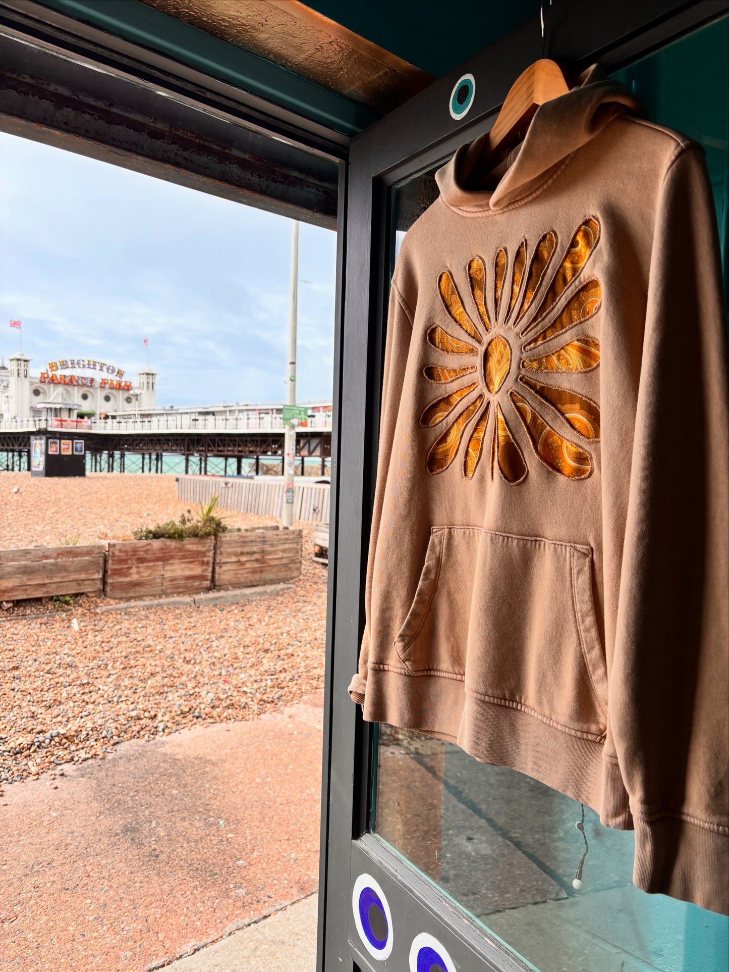 One-of-a-Kind Paisley Daisy Upcycled Hoodie | Size XS
