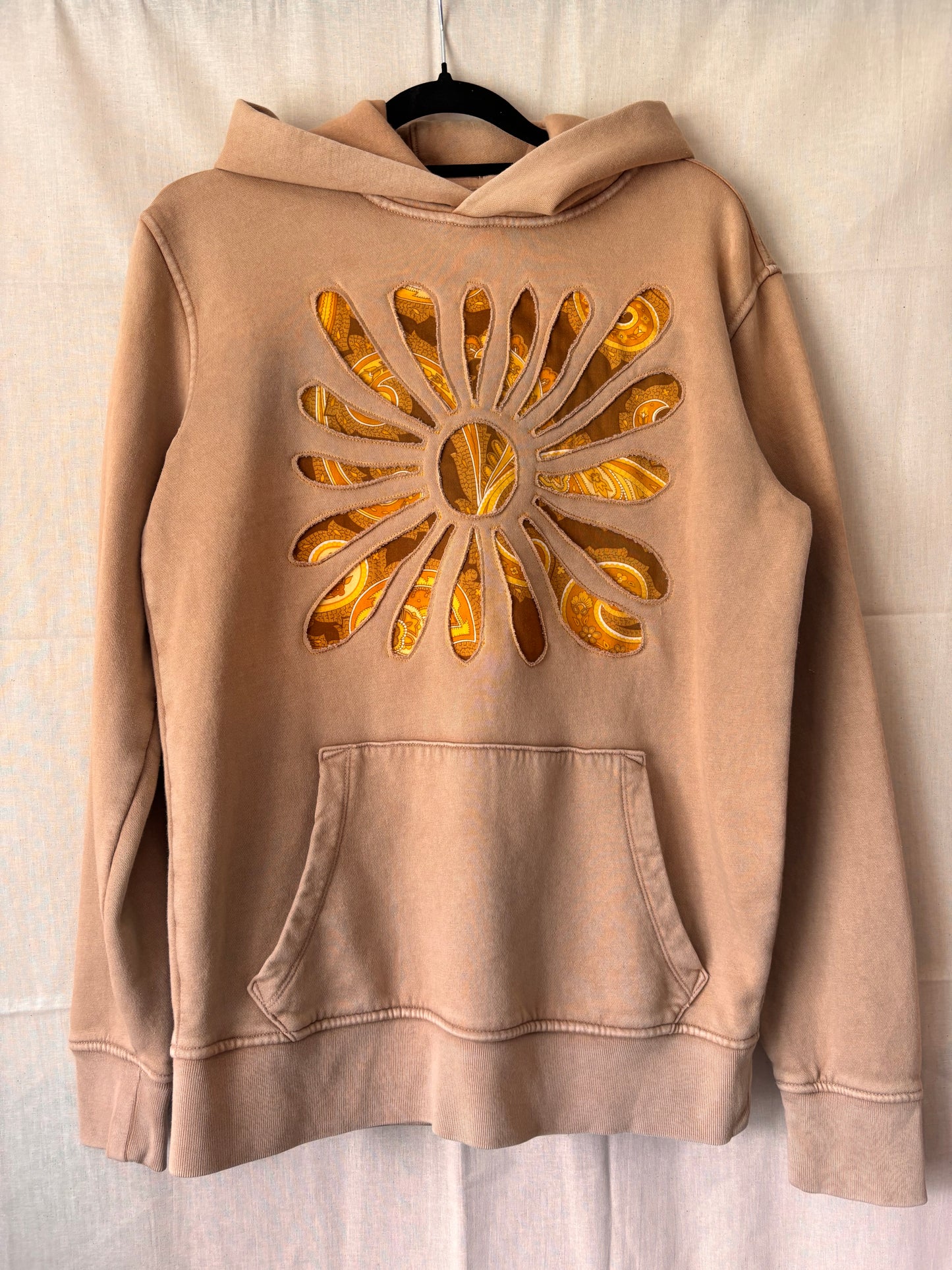 One-of-a-Kind Paisley Daisy Upcycled Hoodie | Size XS