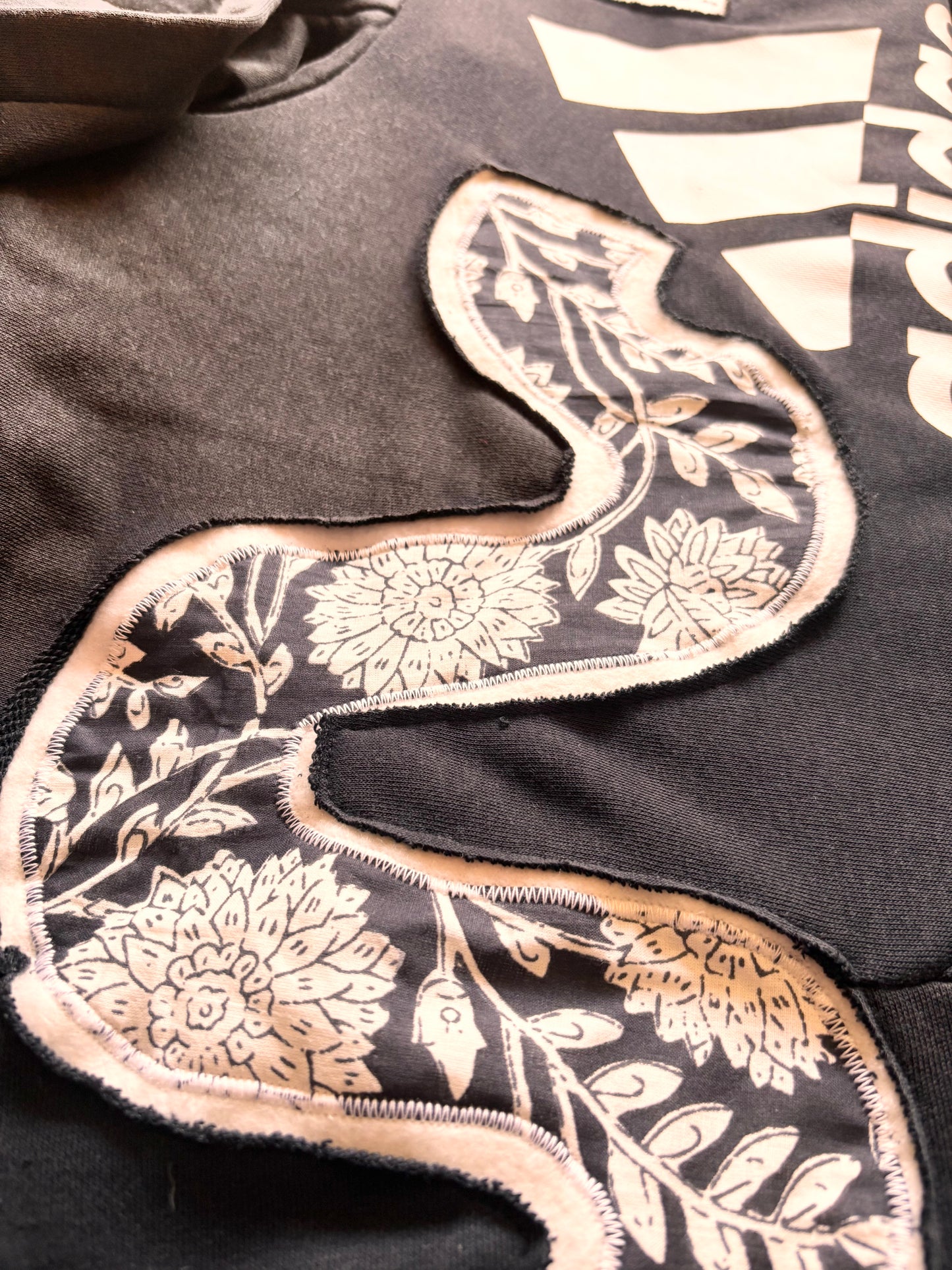 Upcycled Adidas Hoodie – One-of-a-Kind Reverse Applique | Size Large