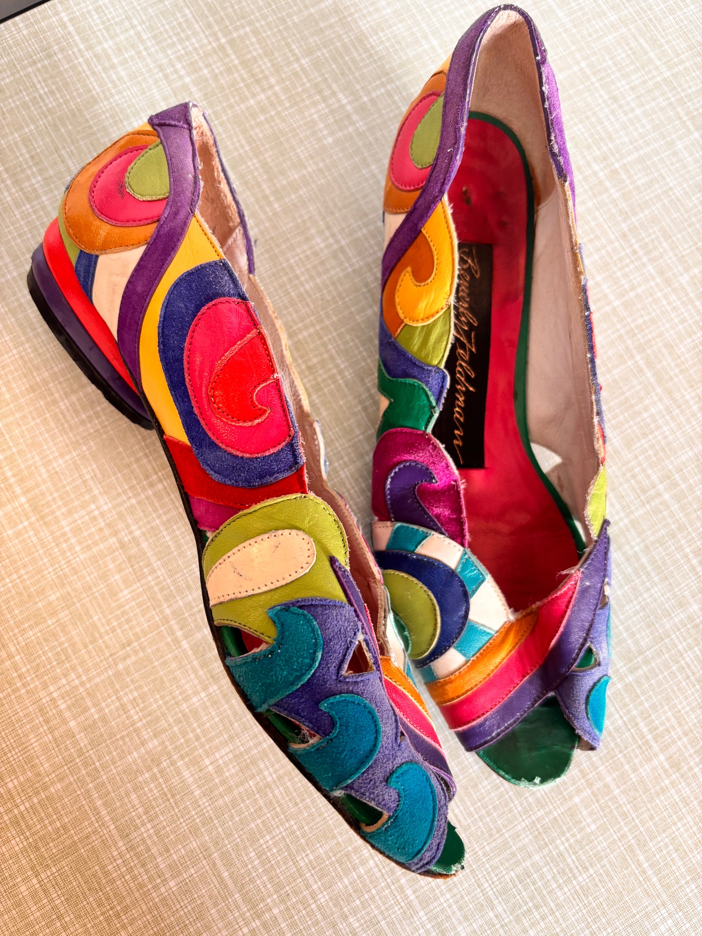 Vintage Beverley Feldman 1980s Leather/Suede Peeptoe Shoes
