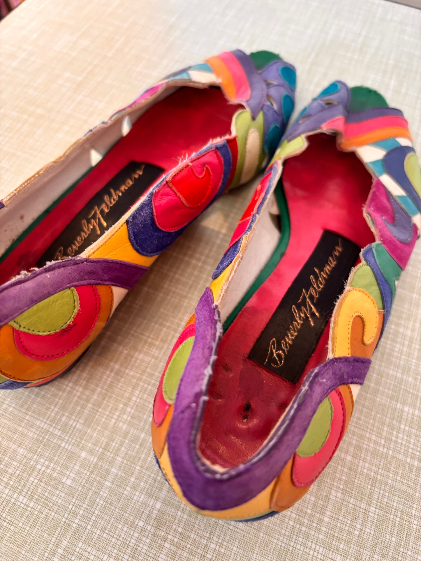 Vintage Beverley Feldman 1980s Leather/Suede Peeptoe Shoes
