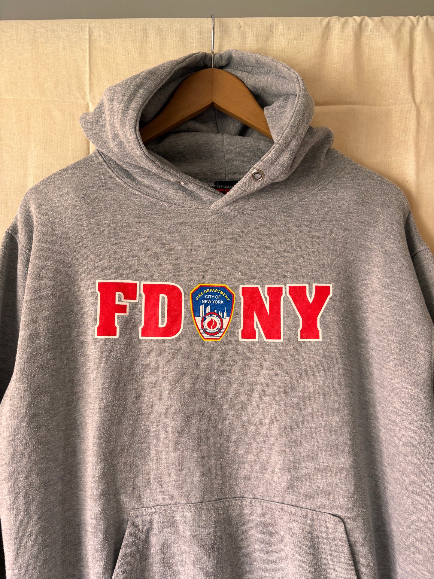 Vintage FDNY Hoodie – New York City Fire Department Grey Pullover