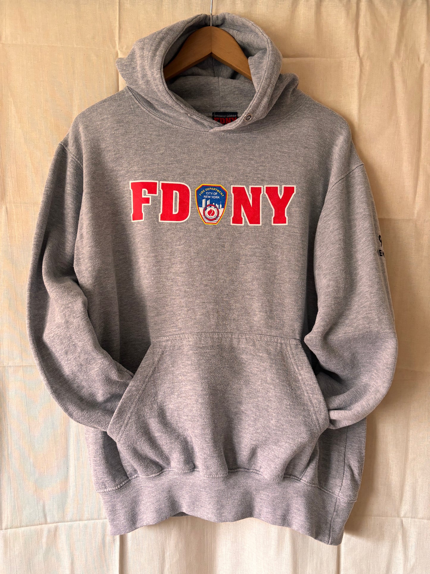 Vintage FDNY Hoodie – New York City Fire Department Grey Pullover