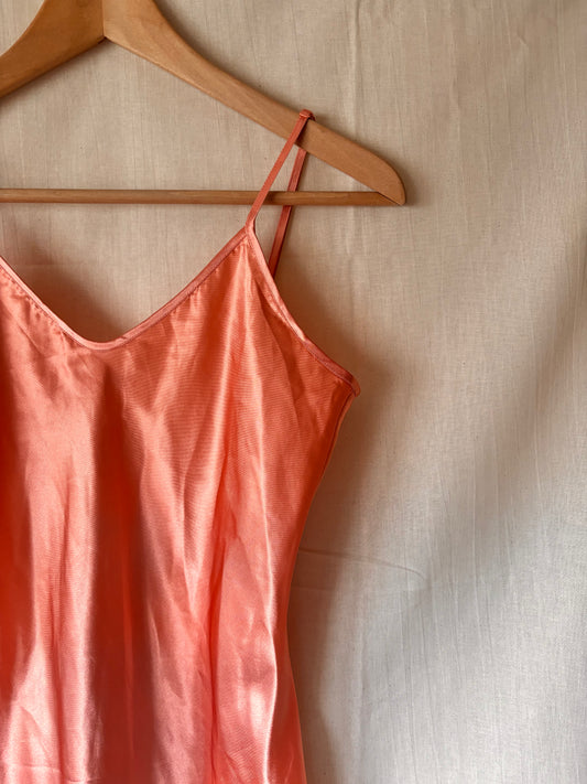 Coral Satin Slip Dress – 90s Y2K Minimalist Style