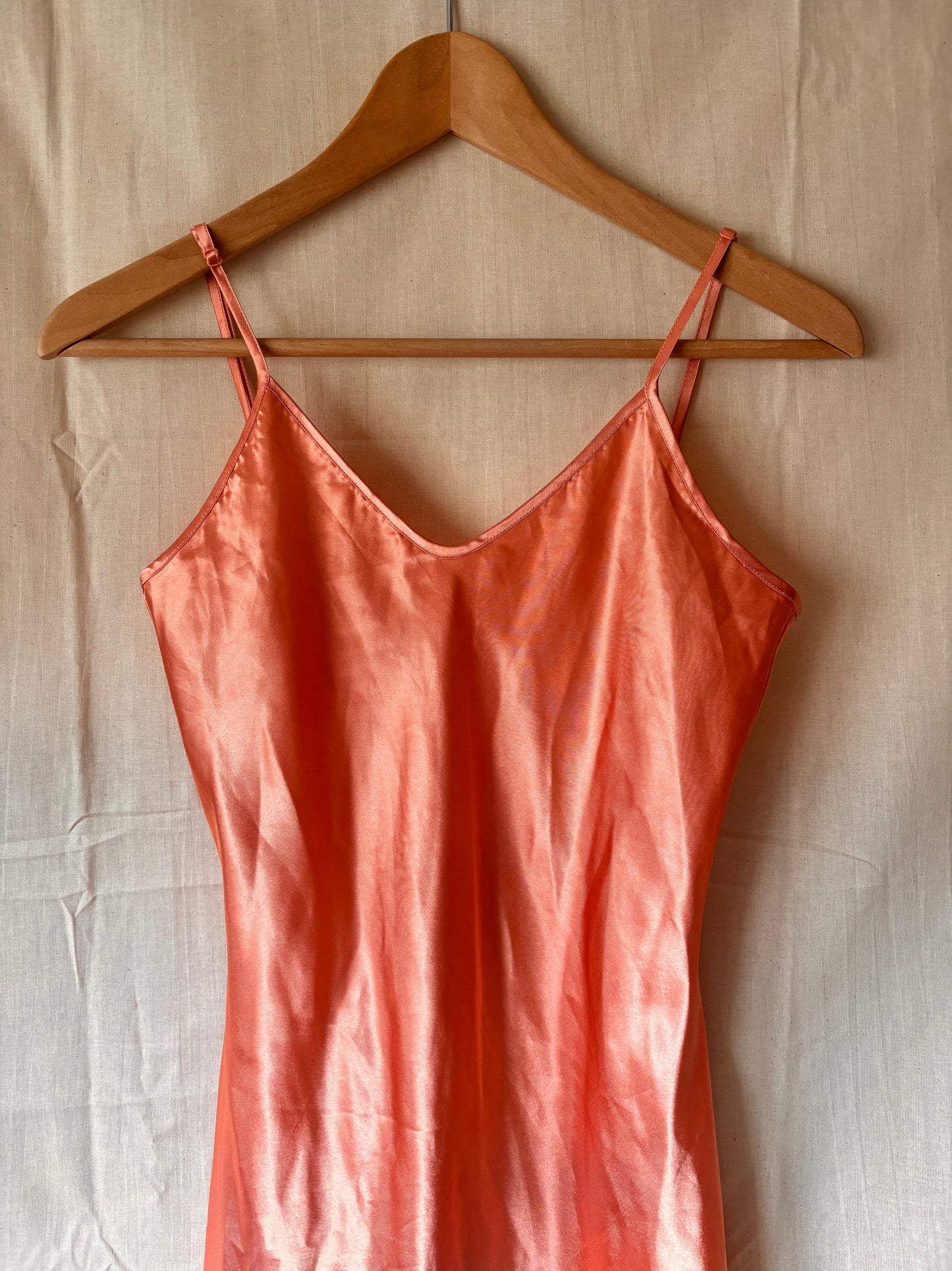 Coral Satin Slip Dress – 90s Y2K Minimalist Style