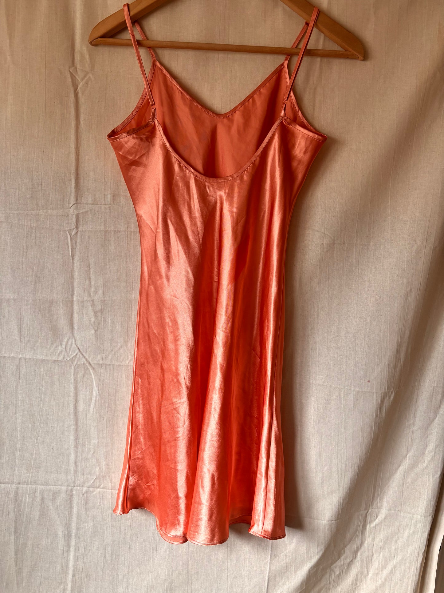 Coral Satin Slip Dress – 90s Y2K Minimalist Style