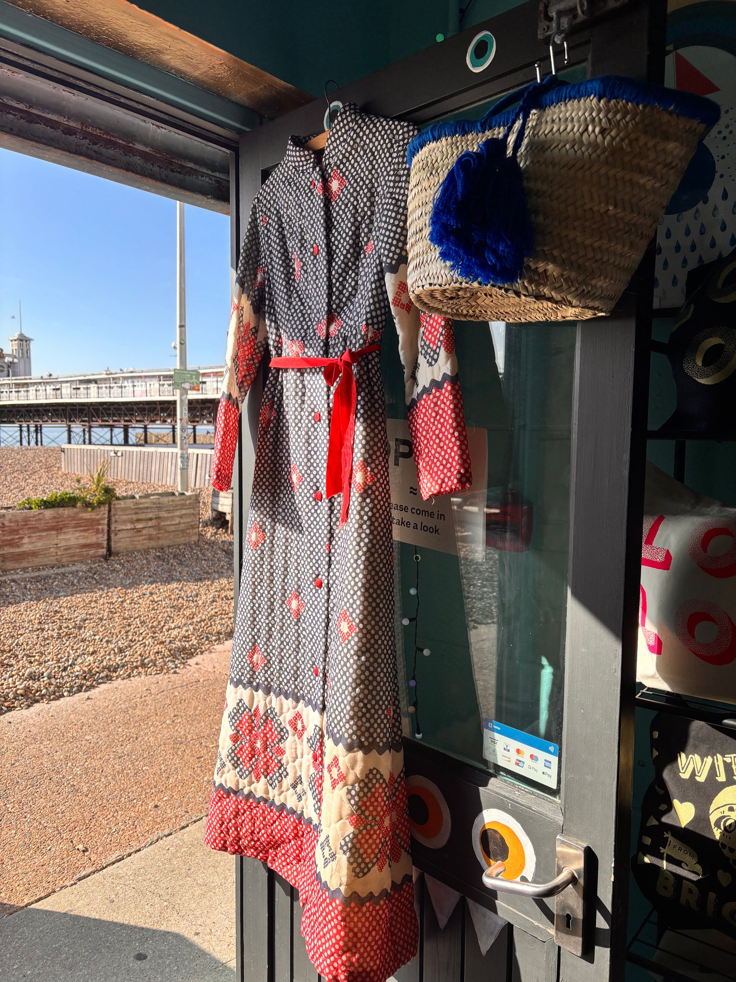 Raymodes 1970s Long Quilted Coat with Tie Belt