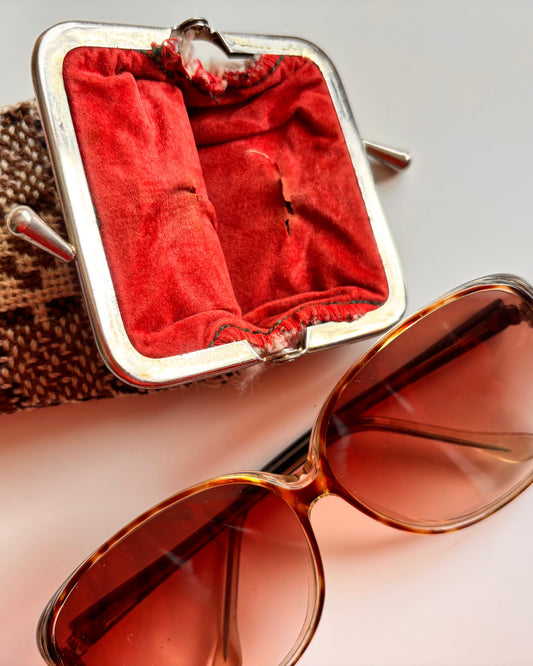 Vintage 1970s Oversized Tortoiseshell Sunglasses with Original Case