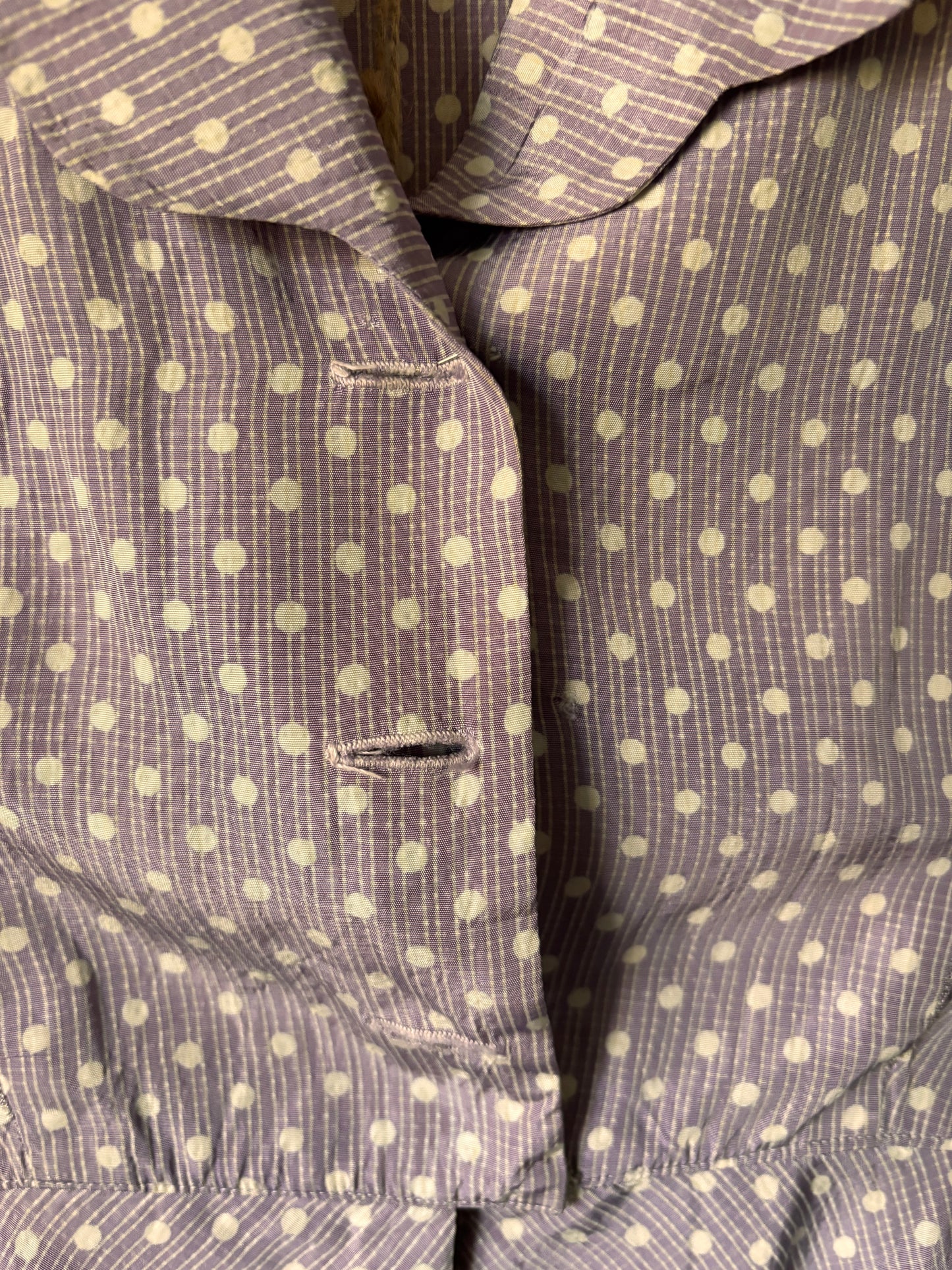 1940s Handmade Purple Polka Dot Two Piece Set – Rare 21” Waist