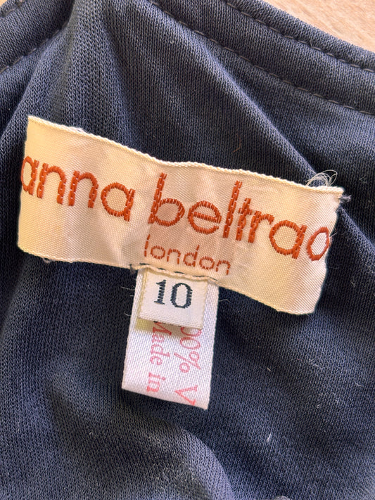 1970s Anna Beltrao Black Maxi Slip Dress