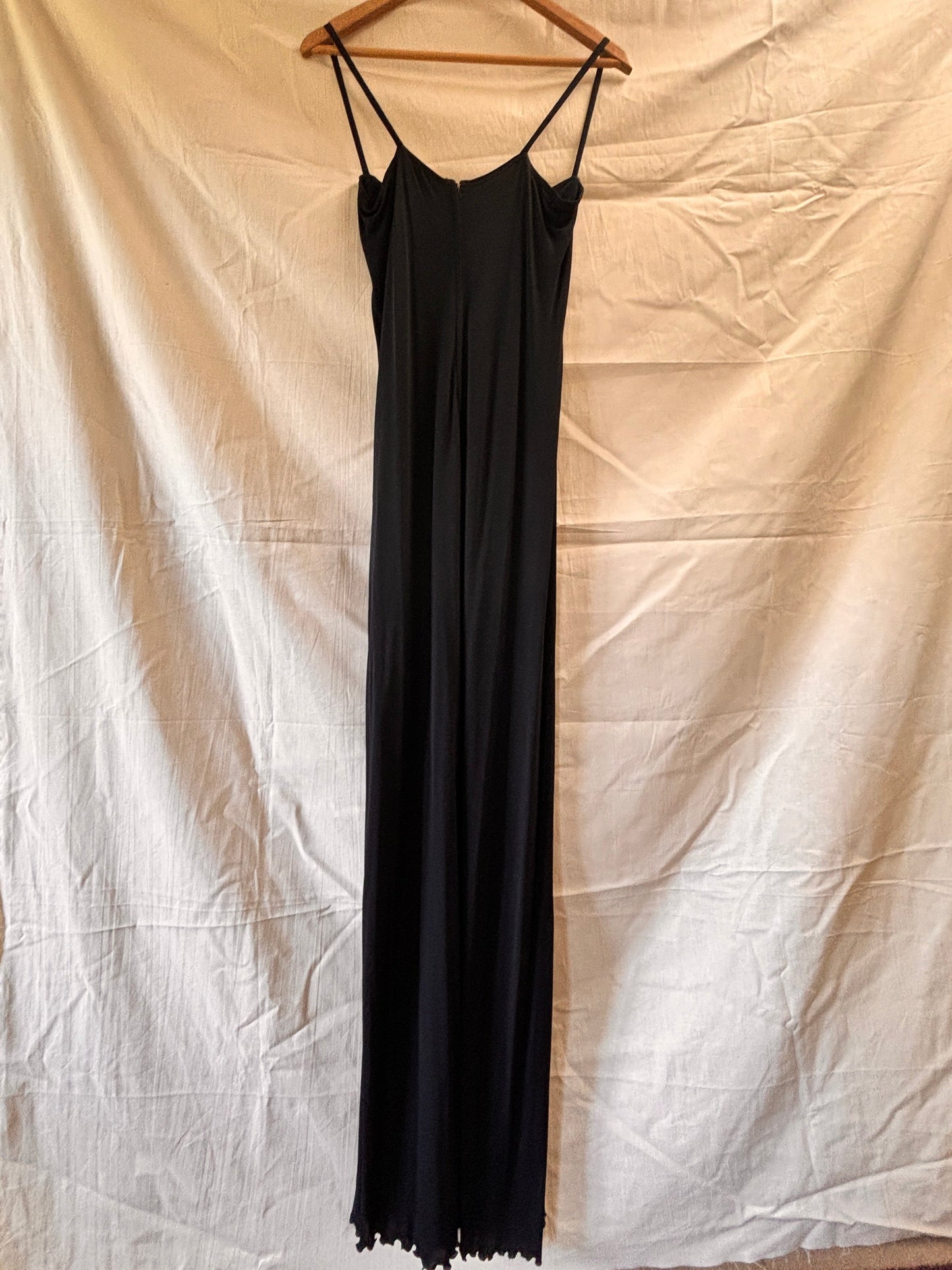 1970s Anna Beltrao Black Maxi Slip Dress