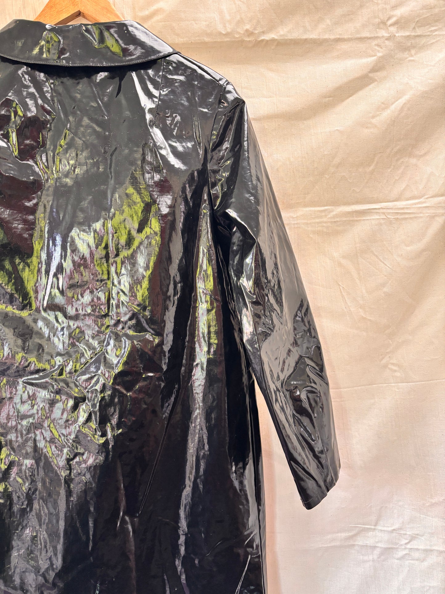 1960s Mary Quant Black PVC Vinyl Raincoat | Mod Vintage Coat