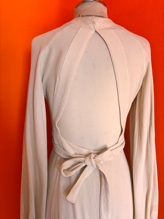 Back view of Cream moss crepe Ossie Clark Cuddly Dress