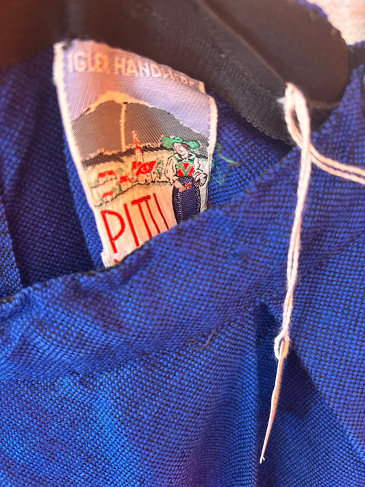 Vintage Blue Wool Folk Skirt | Ric Rac Trim