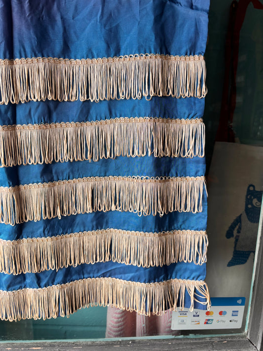Vintage 1960s Blue Fringe Flapper Dress