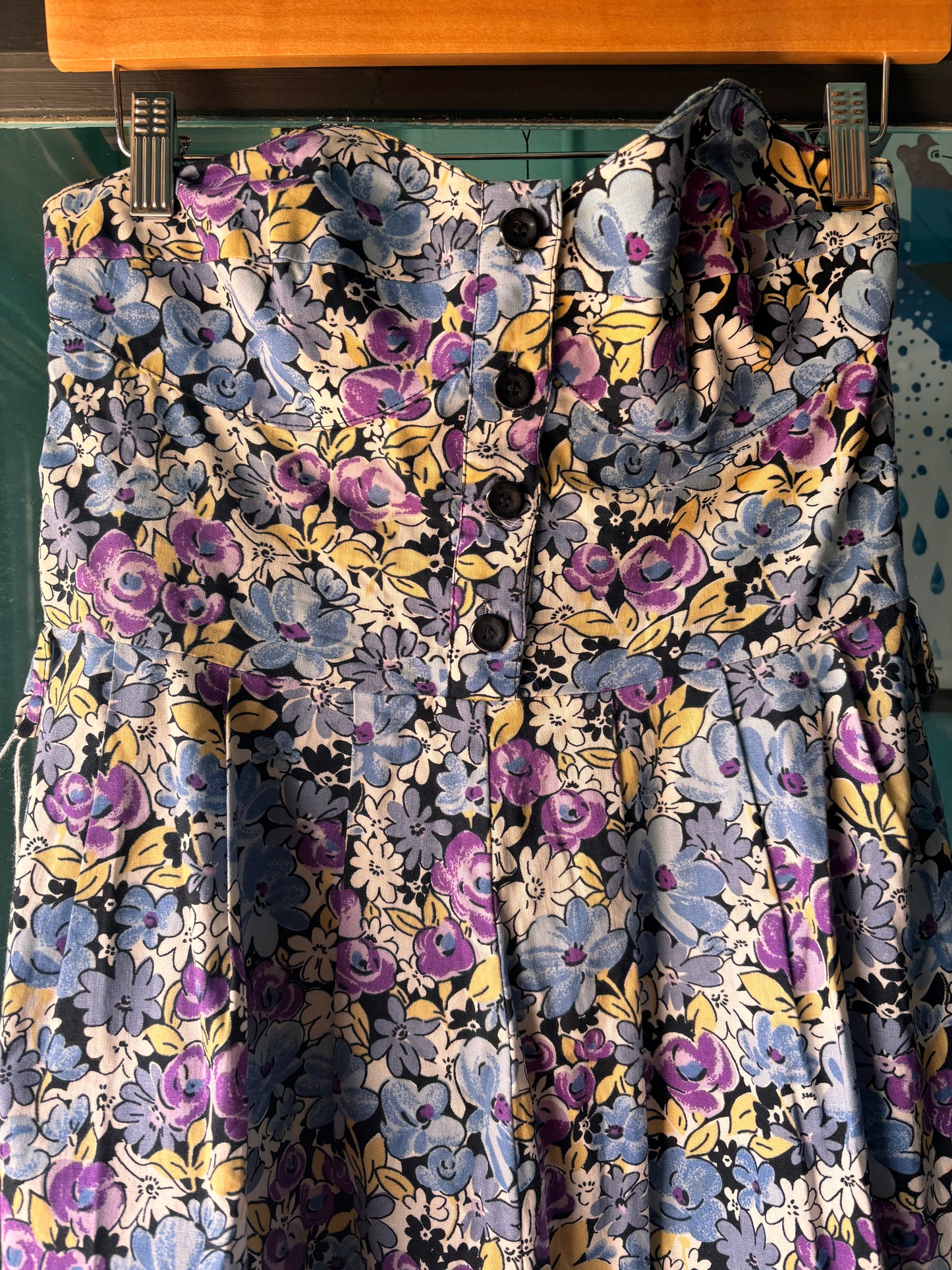 Vintage Satoua Strapless Floral Dress