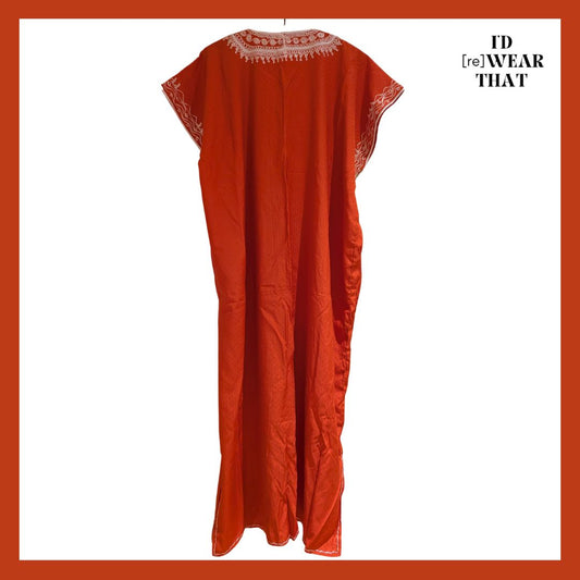 Vintage Red Boho Embroidered Kaftan