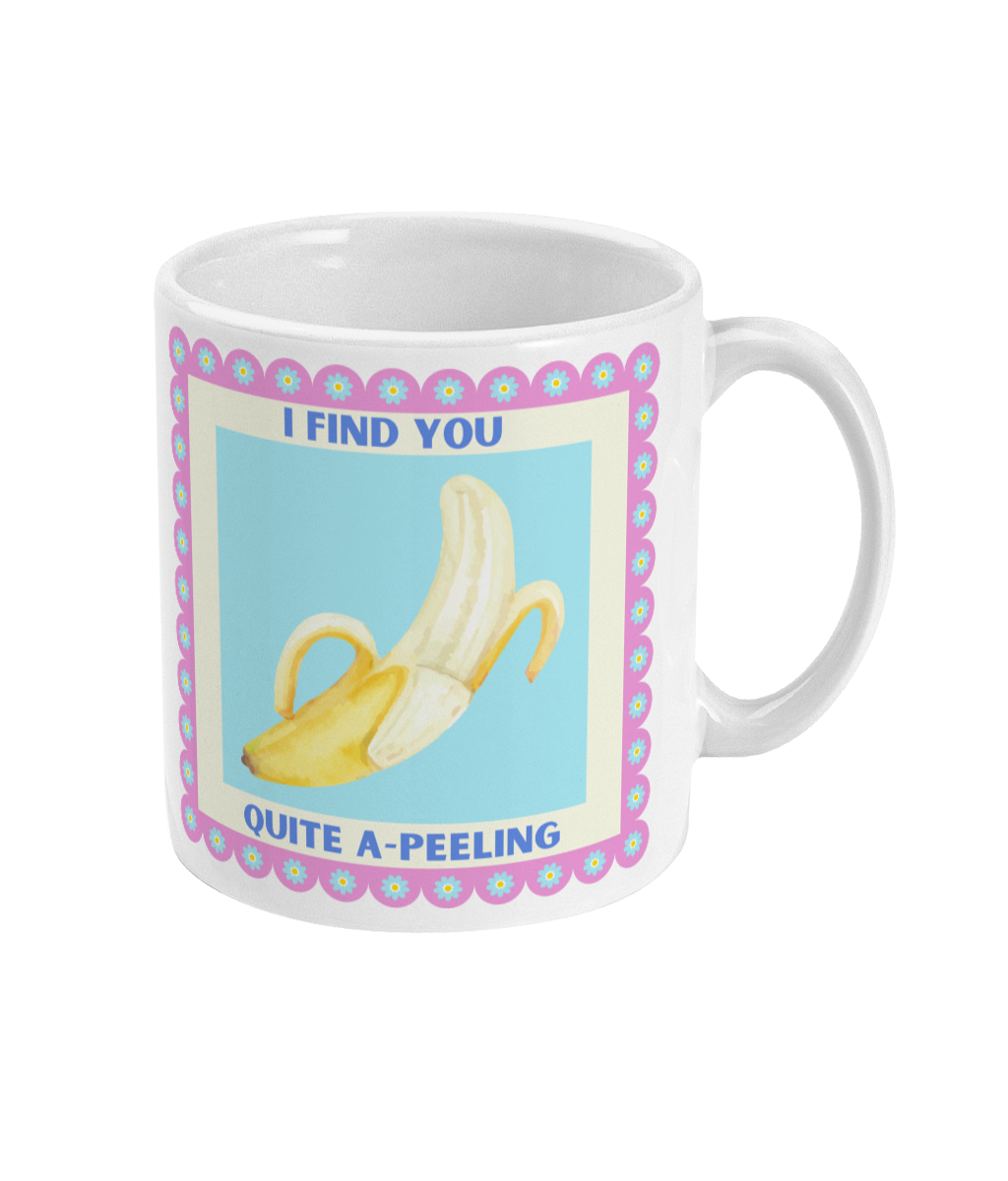 banana coffee mug with 'I find you quite a-peeling' on the front from I'd Wear That