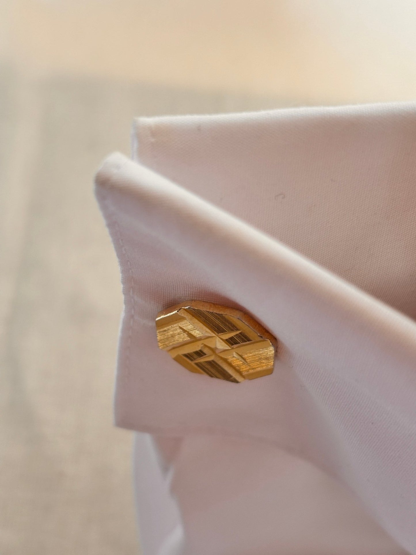 Vintage 1970s Geometric Cufflinks – Gold Tone - I'd Wear That