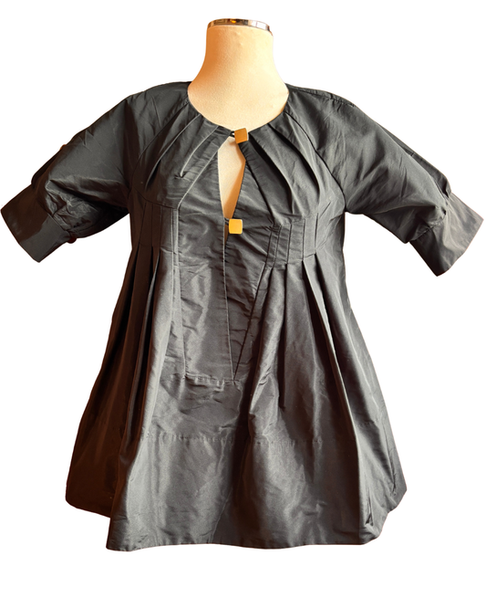 Bruuns Bazaar Black Pleated Peplum Blouse – Size 38