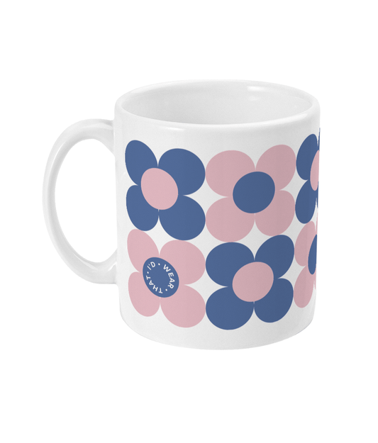 11oz Mug | Blue & Pink Flower Pop - I'd Wear That