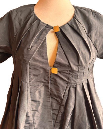 Bruuns Bazaar Black Pleated Peplum Blouse – Size 38