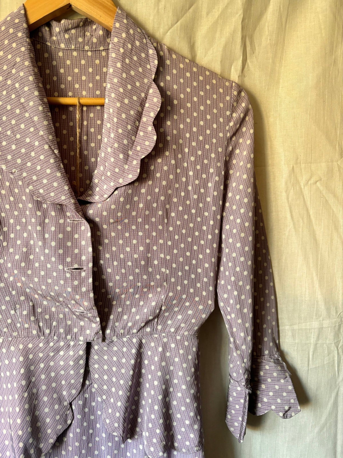 1940s Handmade Purple Polka Dot Two Piece Set – Rare 21” Waist - I'd Wear That
