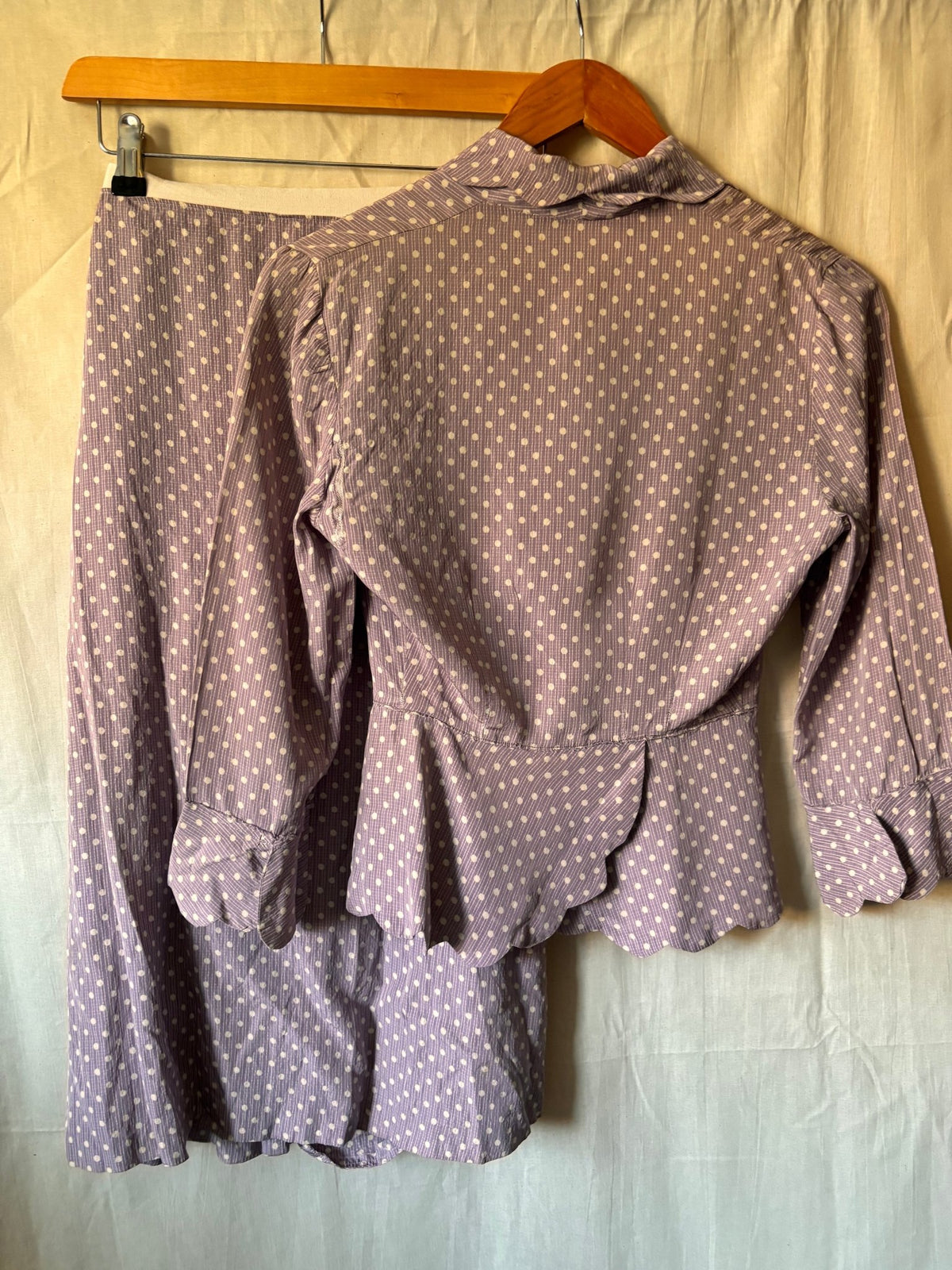 1940s Handmade Purple Polka Dot Two Piece Set – Rare 21” Waist - I'd Wear That