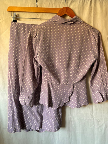 1940s Handmade Purple Polka Dot Two Piece Set – Rare 21” Waist - I'd Wear That