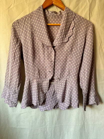 1940s Handmade Purple Polka Dot Two Piece Set – Rare 21” Waist - I'd Wear That
