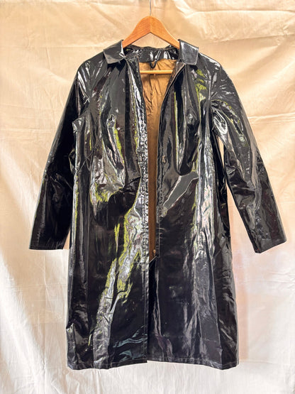 1960s Mary Quant Black PVC Vinyl Raincoat | Mod Vintage Coat - I'd Wear That