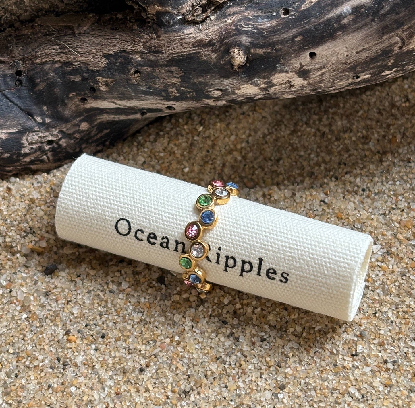 18ct Gold Plated Multi Colour Cubic Zirconia Stackable Ring