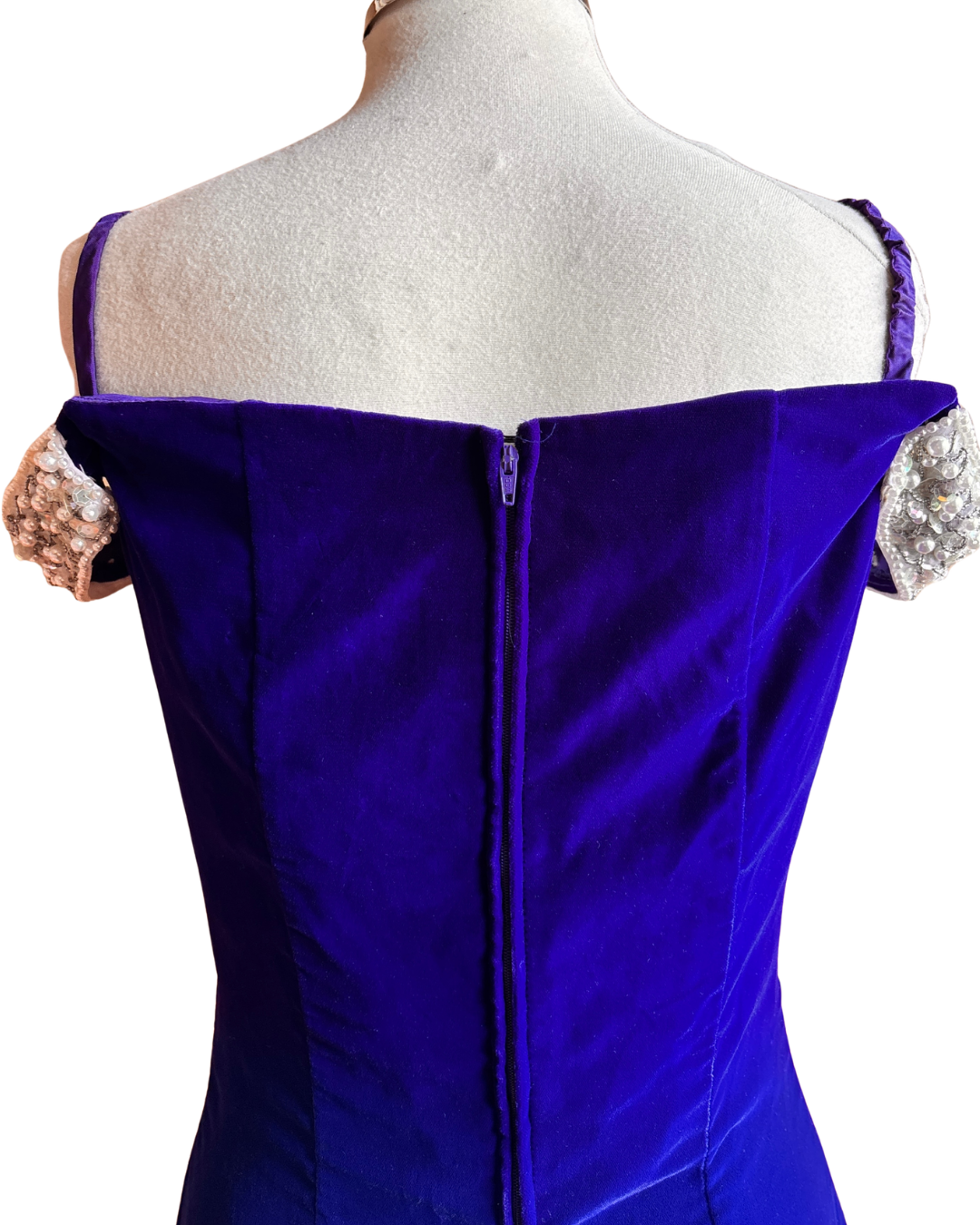 Vintage 1980s Zum Zum Purple Velvet Beaded Party Dress – Made in USA
