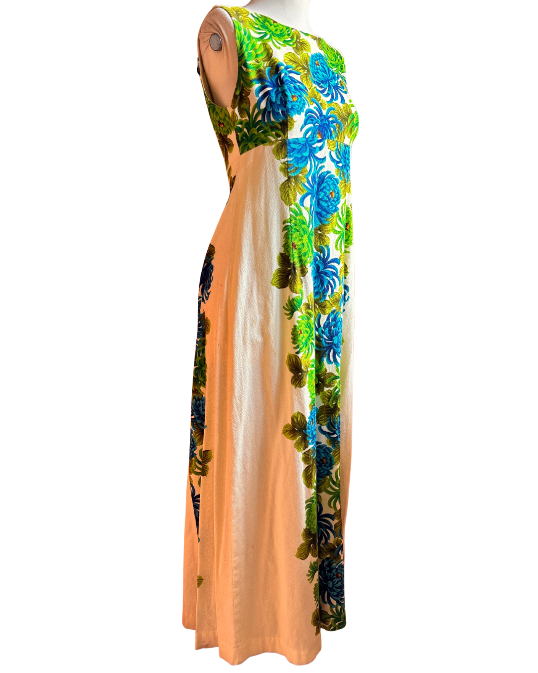 Vintage 1970s Ui-Maikai Hawaiian Floral Cotton Maxi Dress