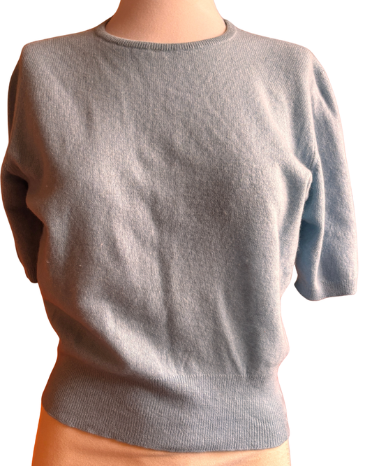 Vintage 1960s Harrods Lyle & Scott Cashmere Short Sleeve Jumper – Pale Blue