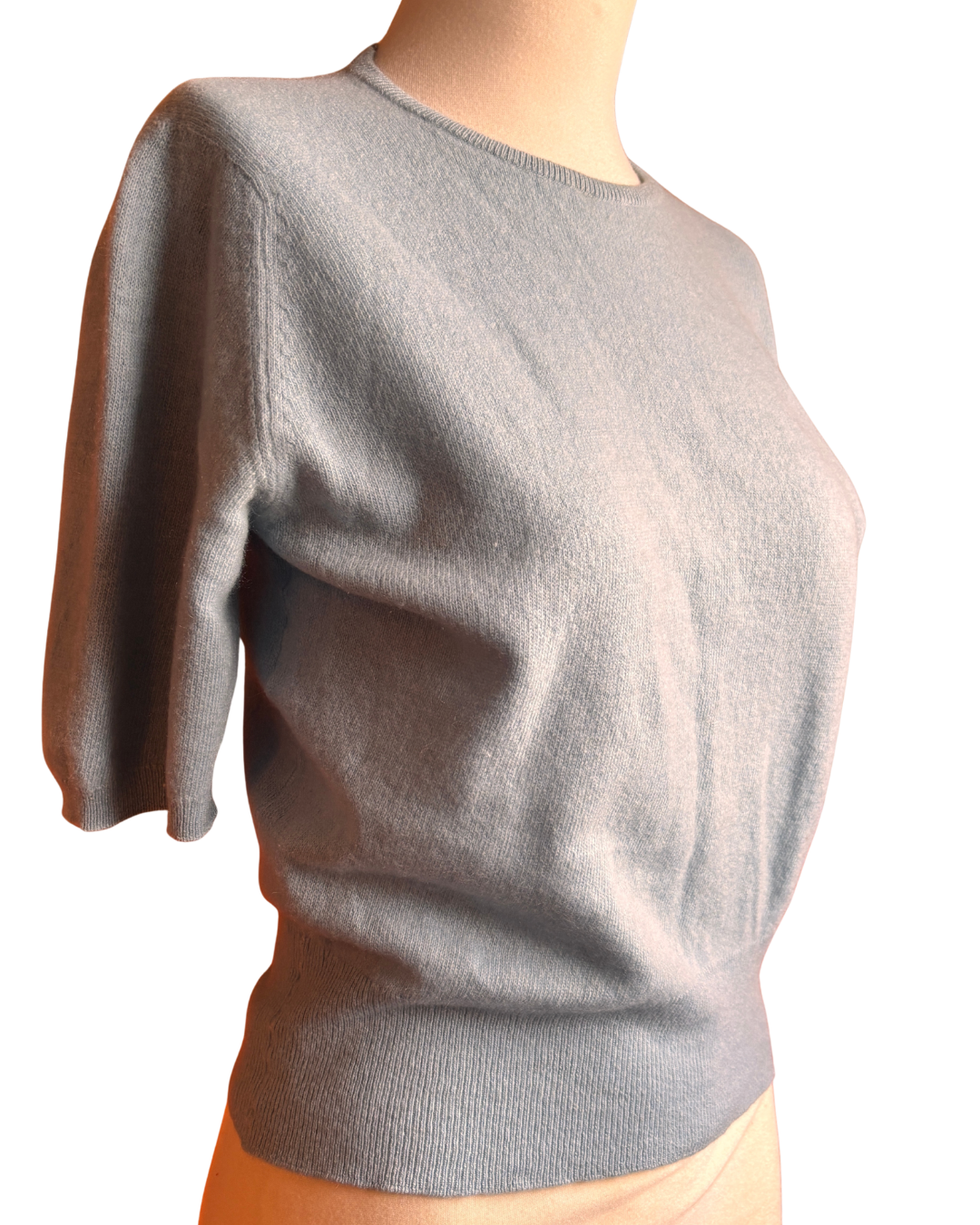 Vintage 1960s Harrods Lyle & Scott Cashmere Short Sleeve Jumper – Pale Blue