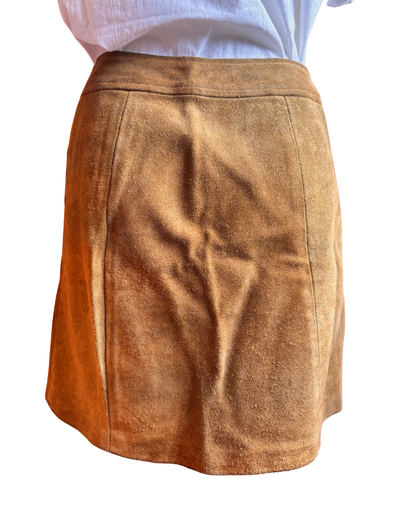 1970s Tan Suede Fringe Mini Skirt
