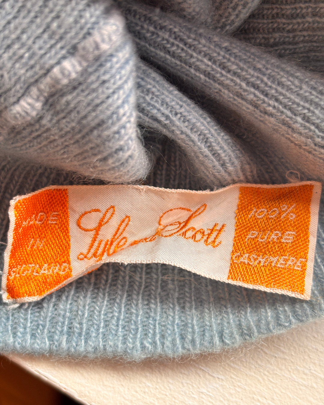 Vintage 1960s Harrods Lyle & Scott Cashmere Short Sleeve Jumper – Pale Blue