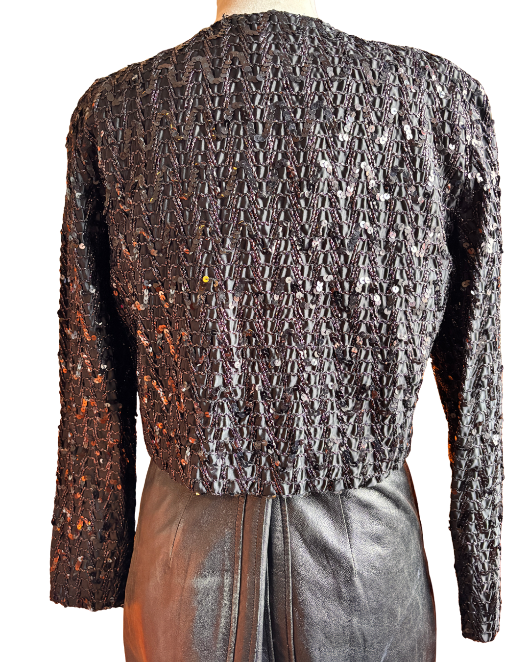 Vintage Black Sequin Cropped Evening Jacket – Lagones UK 14