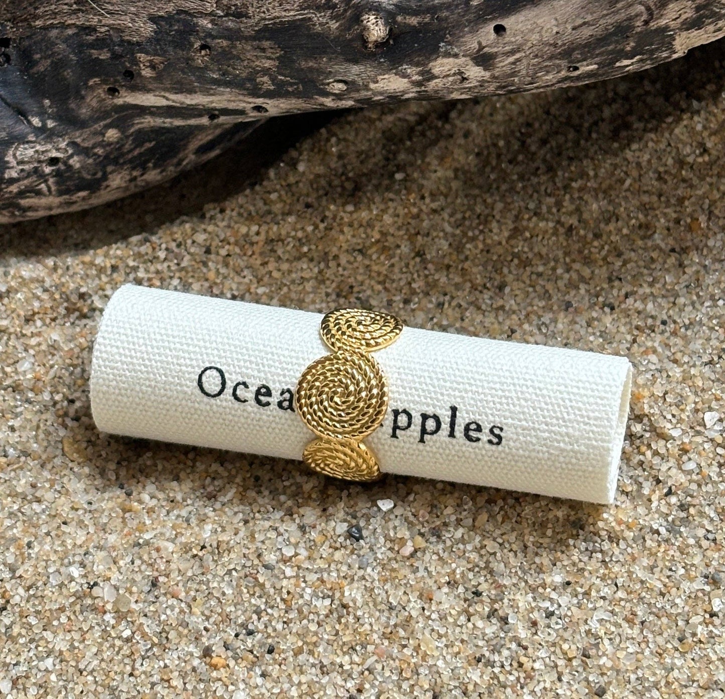 18ct Gold Plated Adjustable Textured Spiral Ring