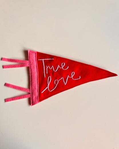 Embroidered Valentine’s Pennant Flag – Handmade Felt Banner
