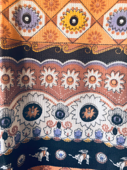 Brown 1970s Short Sleeved Boho Maxi Dress