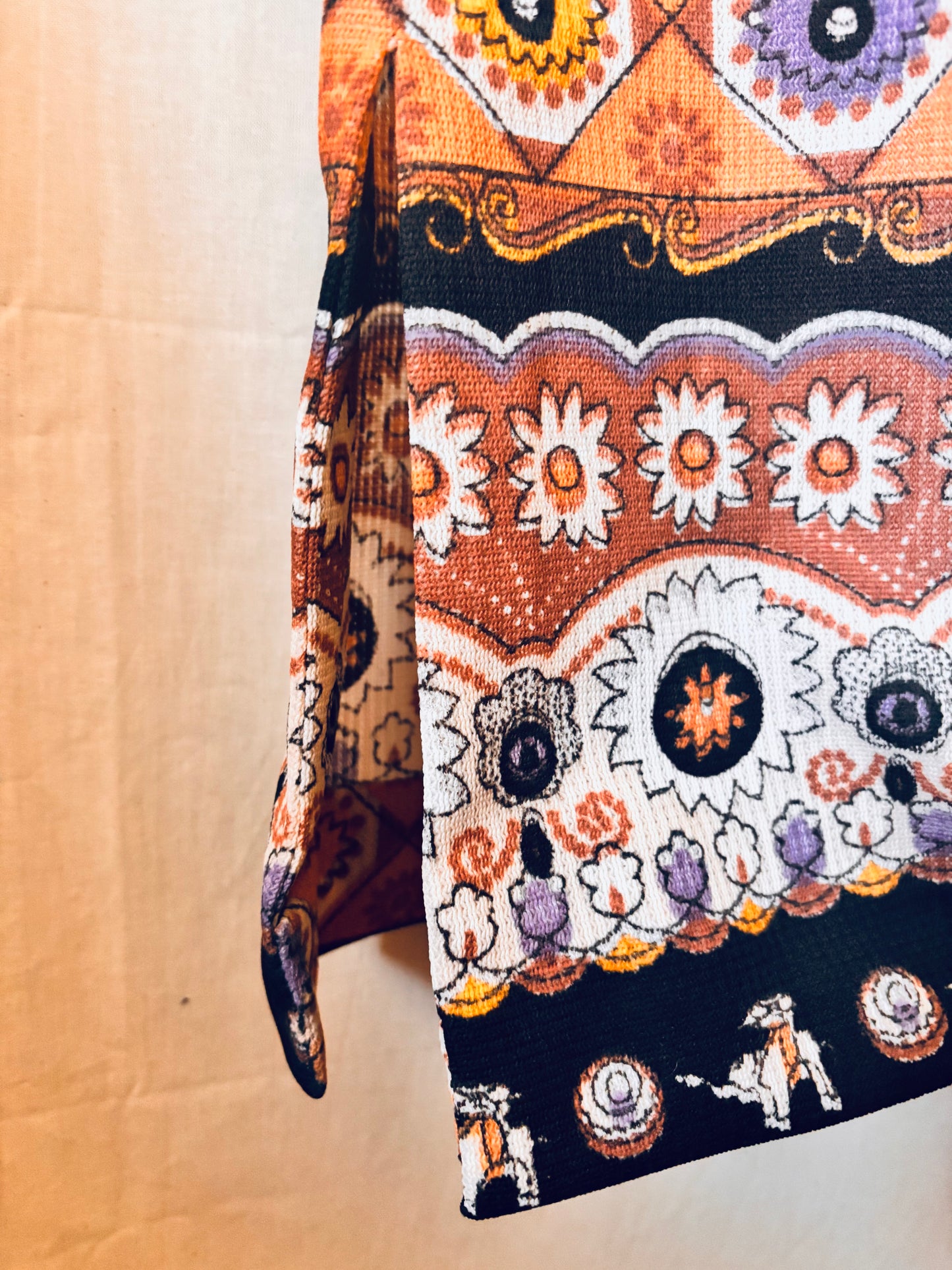 Brown 1970s Short Sleeved Boho Maxi Dress