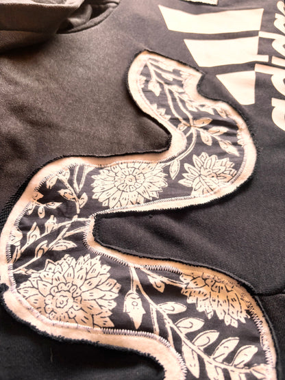 Upcycled Adidas Hoodie – One-of-a-Kind Reverse Applique | Size Large