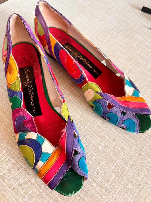 Vintage Beverley Feldman 1980s Leather/Suede Peeptoe Shoes