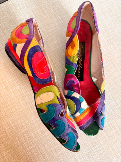 Vintage Beverley Feldman 1980s Leather/Suede Peeptoe Shoes