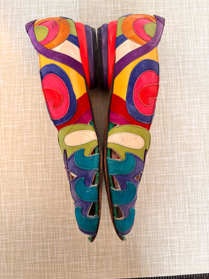 Vintage Beverley Feldman 1980s Leather/Suede Peeptoe Shoes